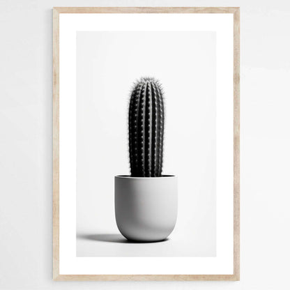 Monochromic Cactus Pot | Minimalist Wall Art Prints - The Canvas Hive