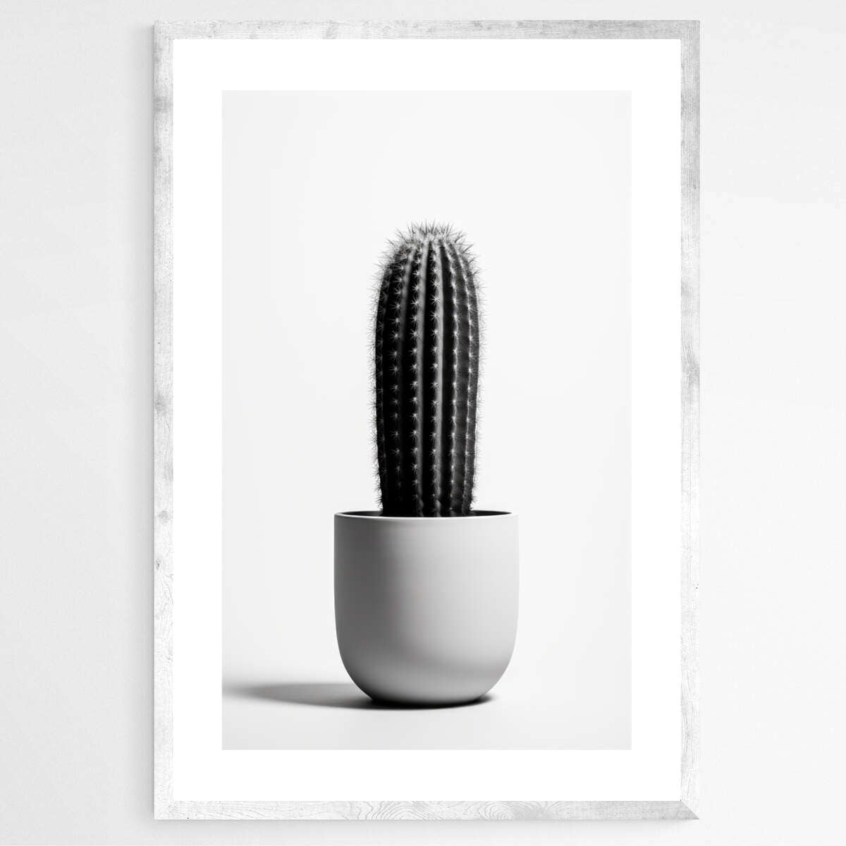 Monochromic Cactus Pot | Minimalist Wall Art Prints - The Canvas Hive