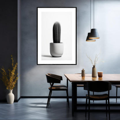 Monochromic Cactus Pot | Minimalist Wall Art Prints - The Canvas Hive