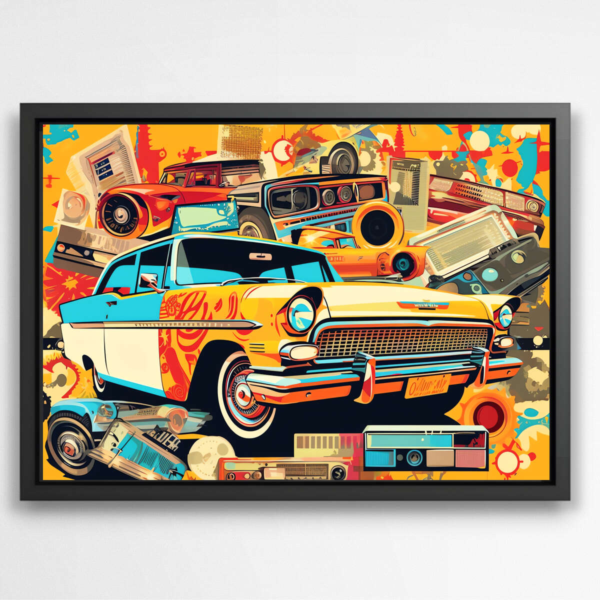 Orange Wheels Car | Pop Art Wall Art Prints - The Canvas Hive