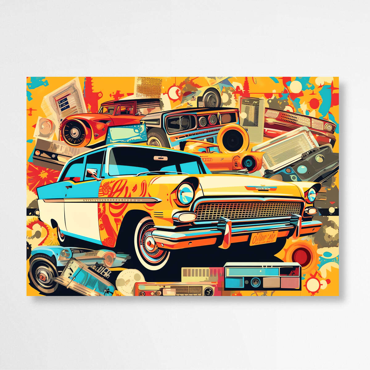 Orange Wheels Car | Pop Art Wall Art Prints - The Canvas Hive