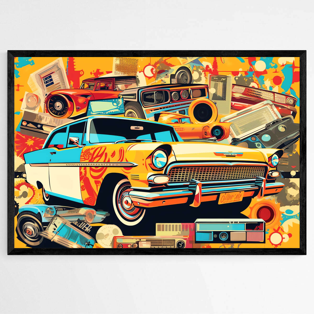 Orange Wheels Car | Pop Art Wall Art Prints - The Canvas Hive