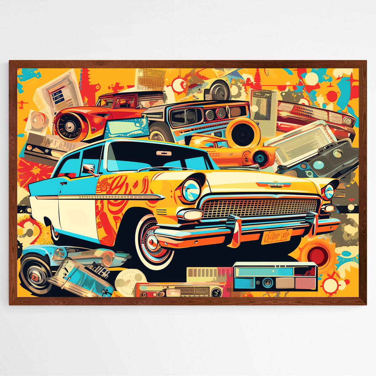 Orange Wheels Car | Pop Art Wall Art Prints - The Canvas Hive