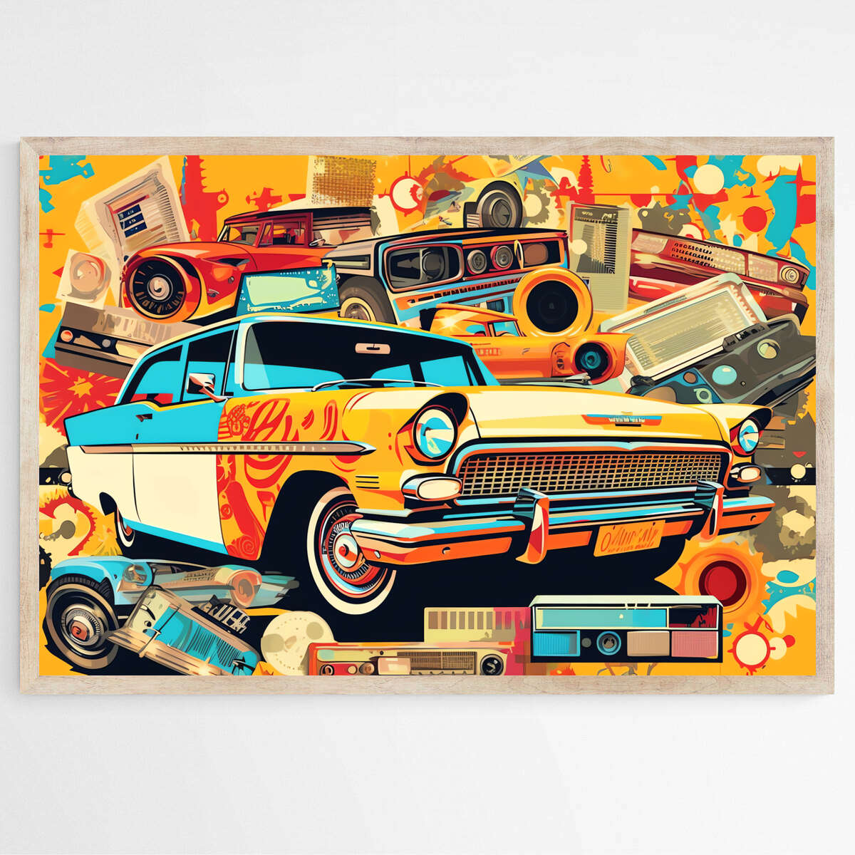 Orange Wheels Car | Pop Art Wall Art Prints - The Canvas Hive