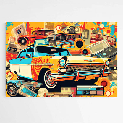 Orange Wheels Car | Pop Art Wall Art Prints - The Canvas Hive