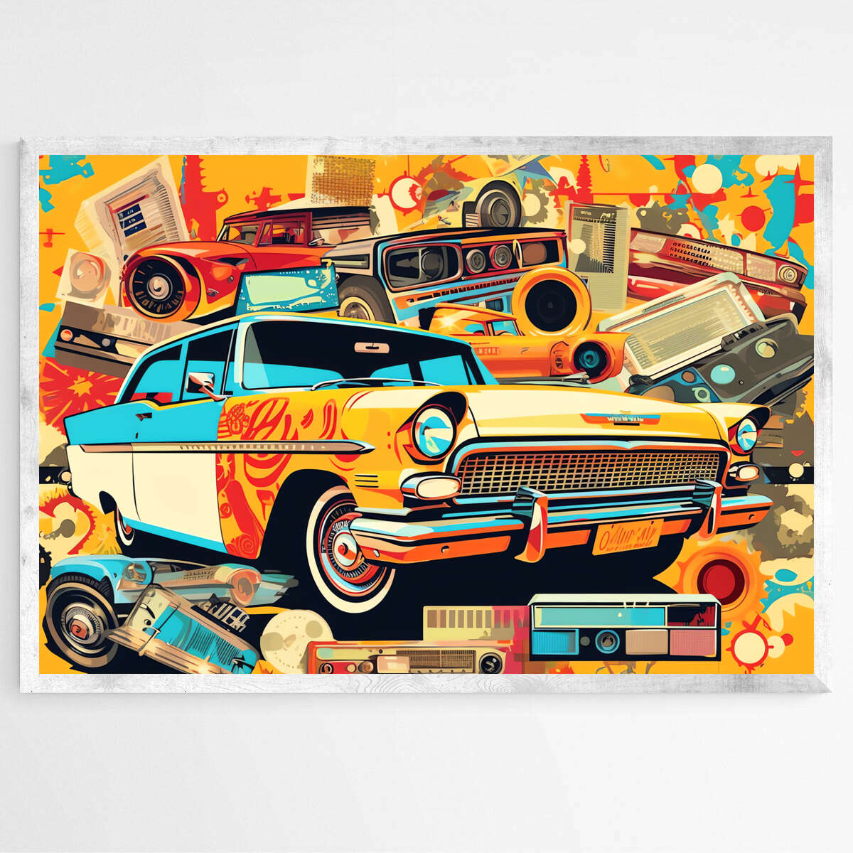 Orange Wheels Car | Pop Art Wall Art Prints - The Canvas Hive