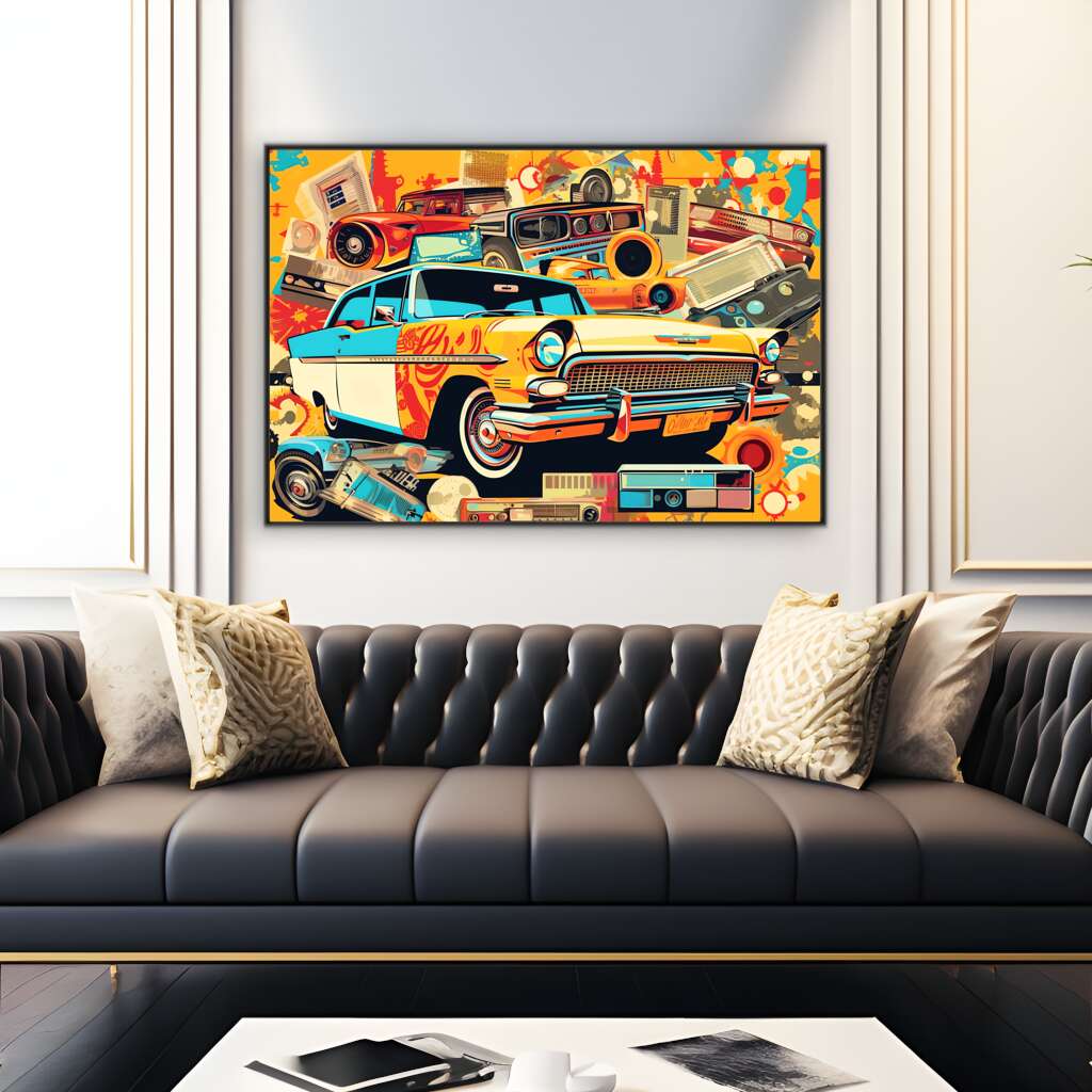 Orange Wheels Car | Pop Art Wall Art Prints - The Canvas Hive