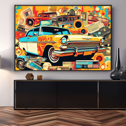 Orange Wheels Car | Pop Art Wall Art Prints - The Canvas Hive
