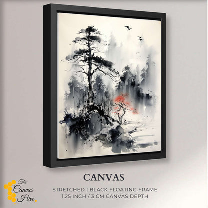 Pine Serenity Sumi E | Japanese Wall Art Prints - The Canvas Hive