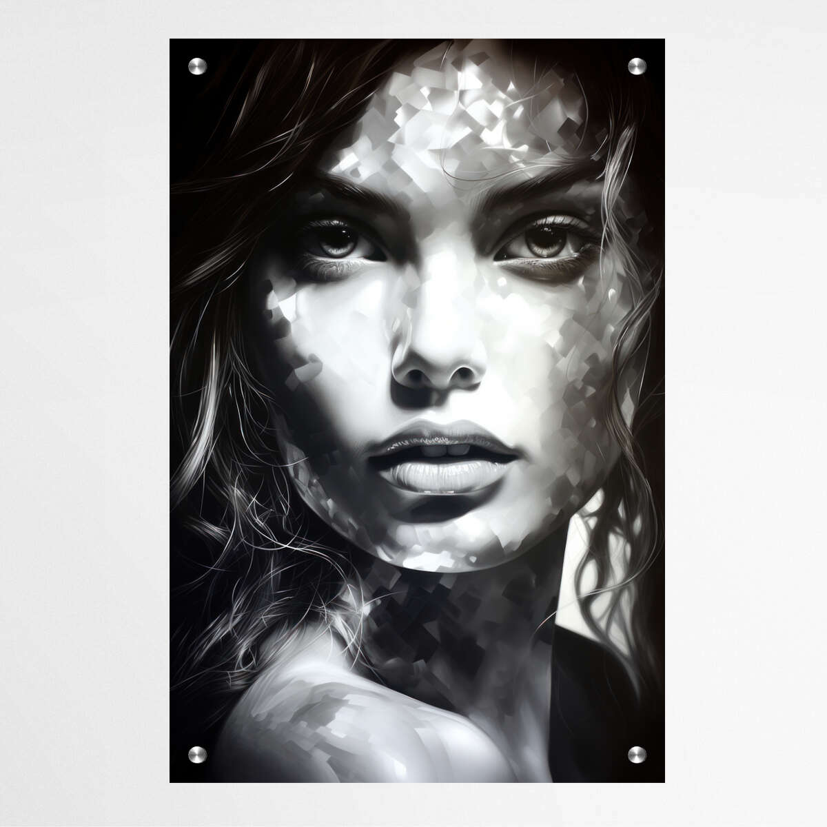 Portrait of a Girl Monochrome | Abstract Wall Art Prints - The Canvas Hive