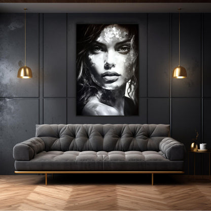 Portrait of a Girl Monochrome | Abstract Wall Art Prints - The Canvas Hive