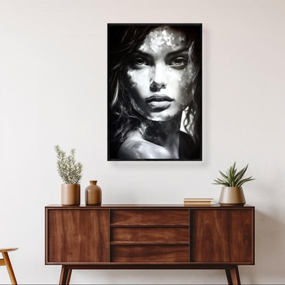 Portrait of a Girl Monochrome | Abstract Wall Art Prints - The Canvas Hive