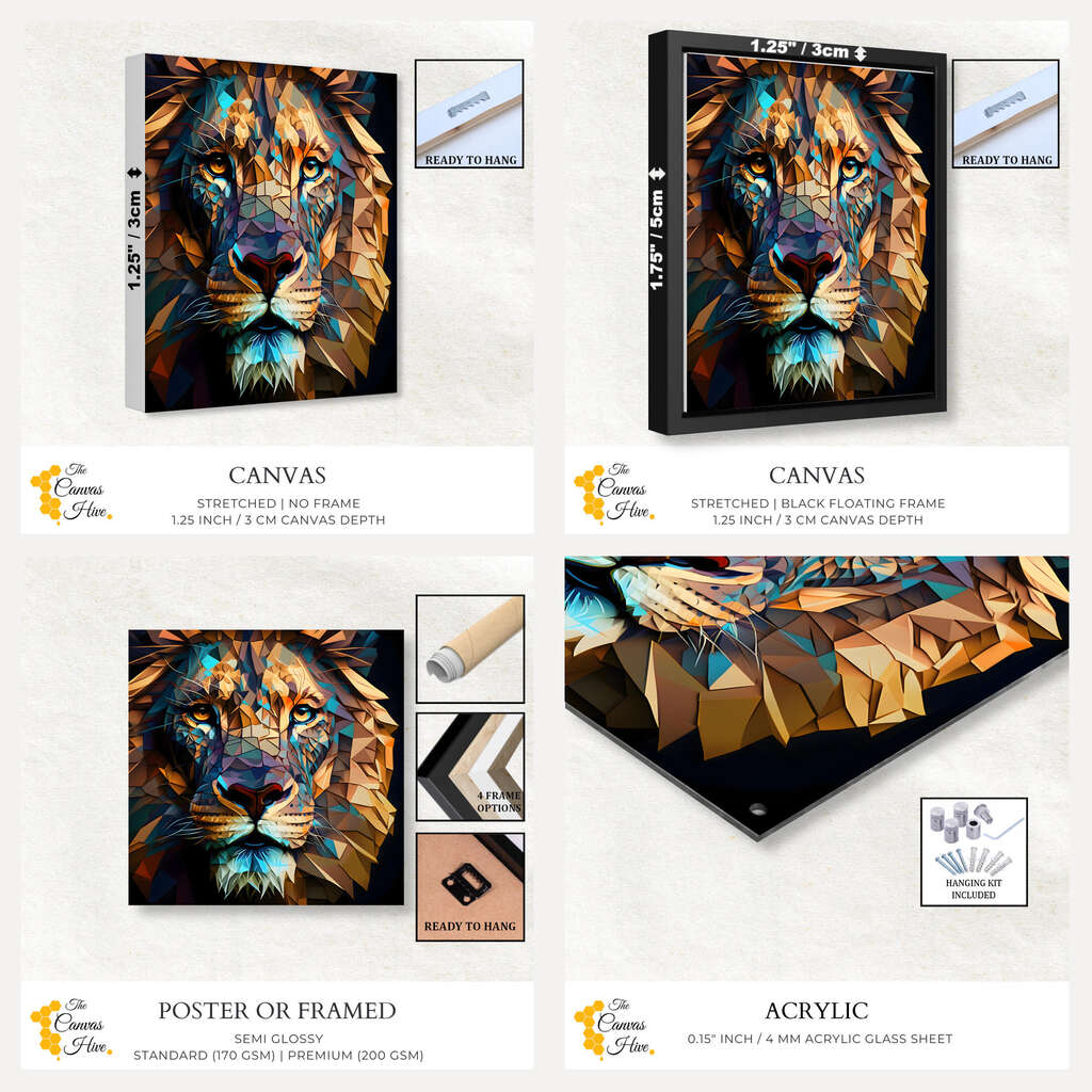 Prismatic King Lion | Animals Wall Art Prints - The Canvas Hive