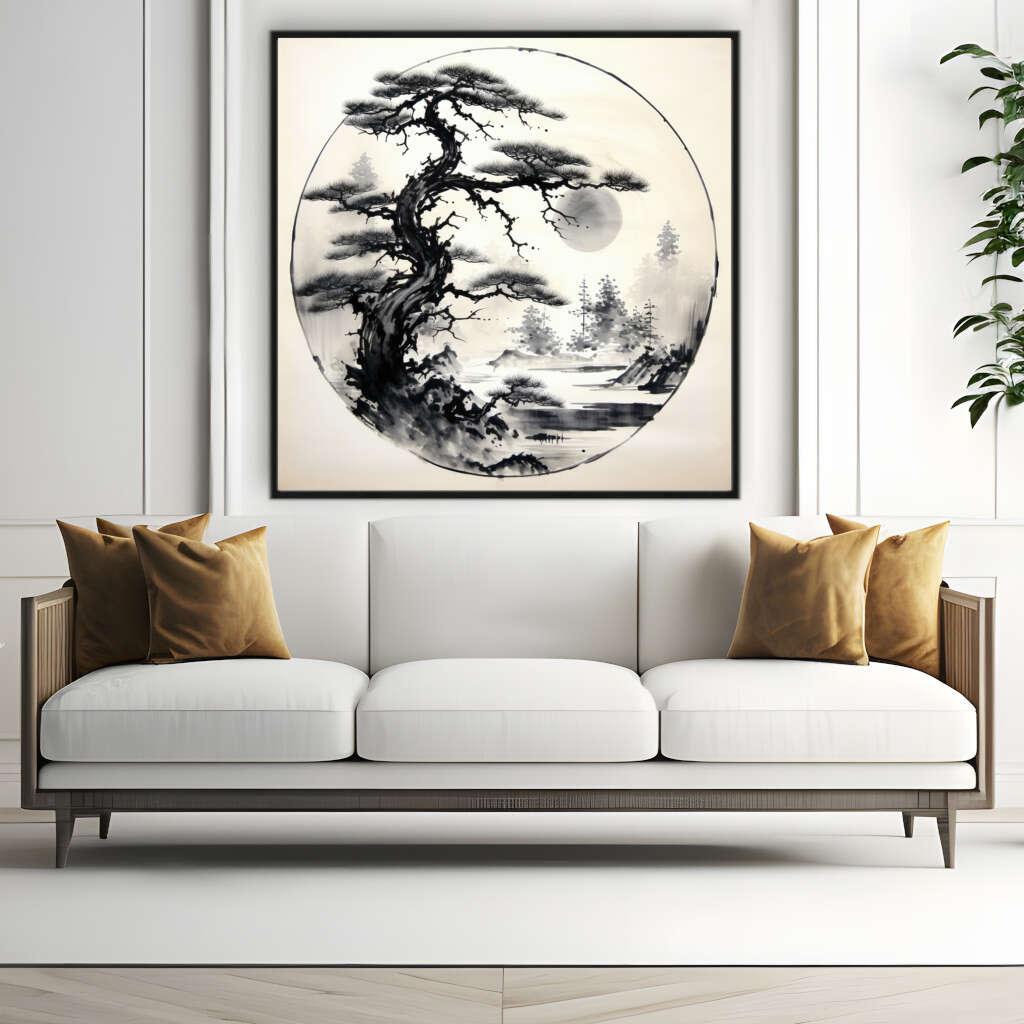 Pristine Pine Sumi E | Japanese Wall Art Prints - The Canvas Hive