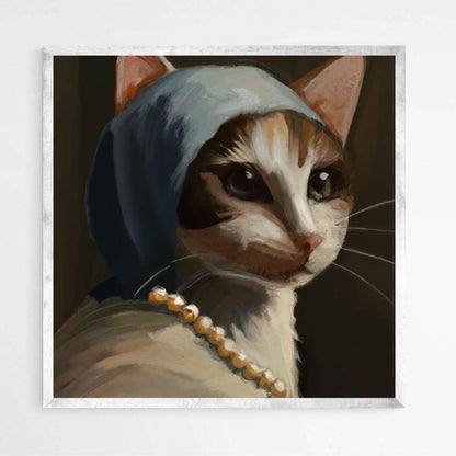 Purrfection in Pearls Cat| Animals Wall Art Prints - The Canvas Hive