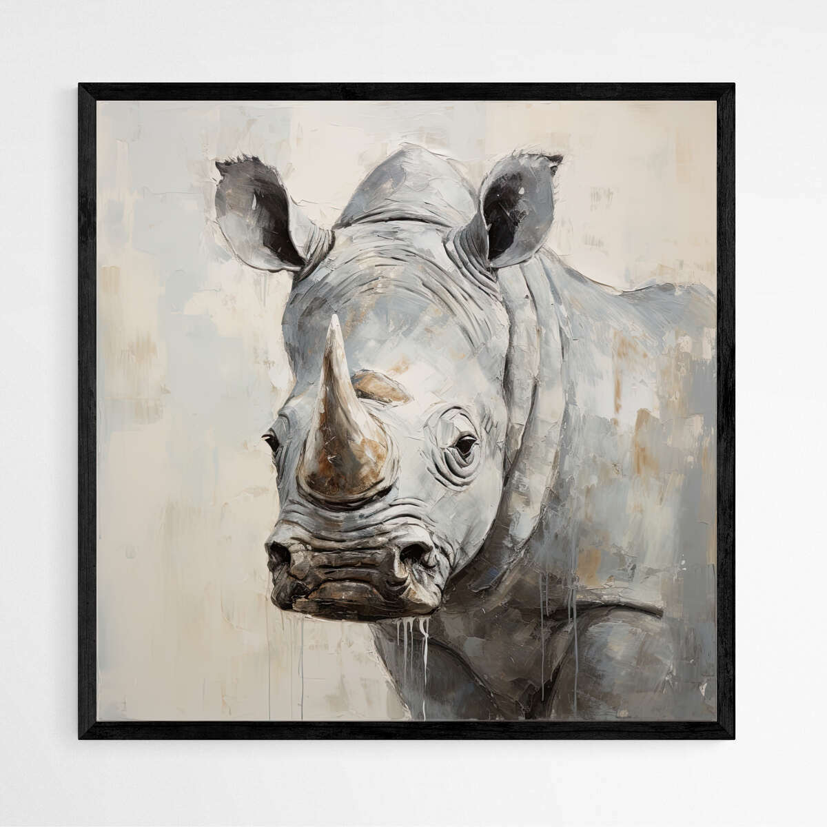 Rhino Elegance in Light Gray | Animals Wall Art Prints - The Canvas Hive