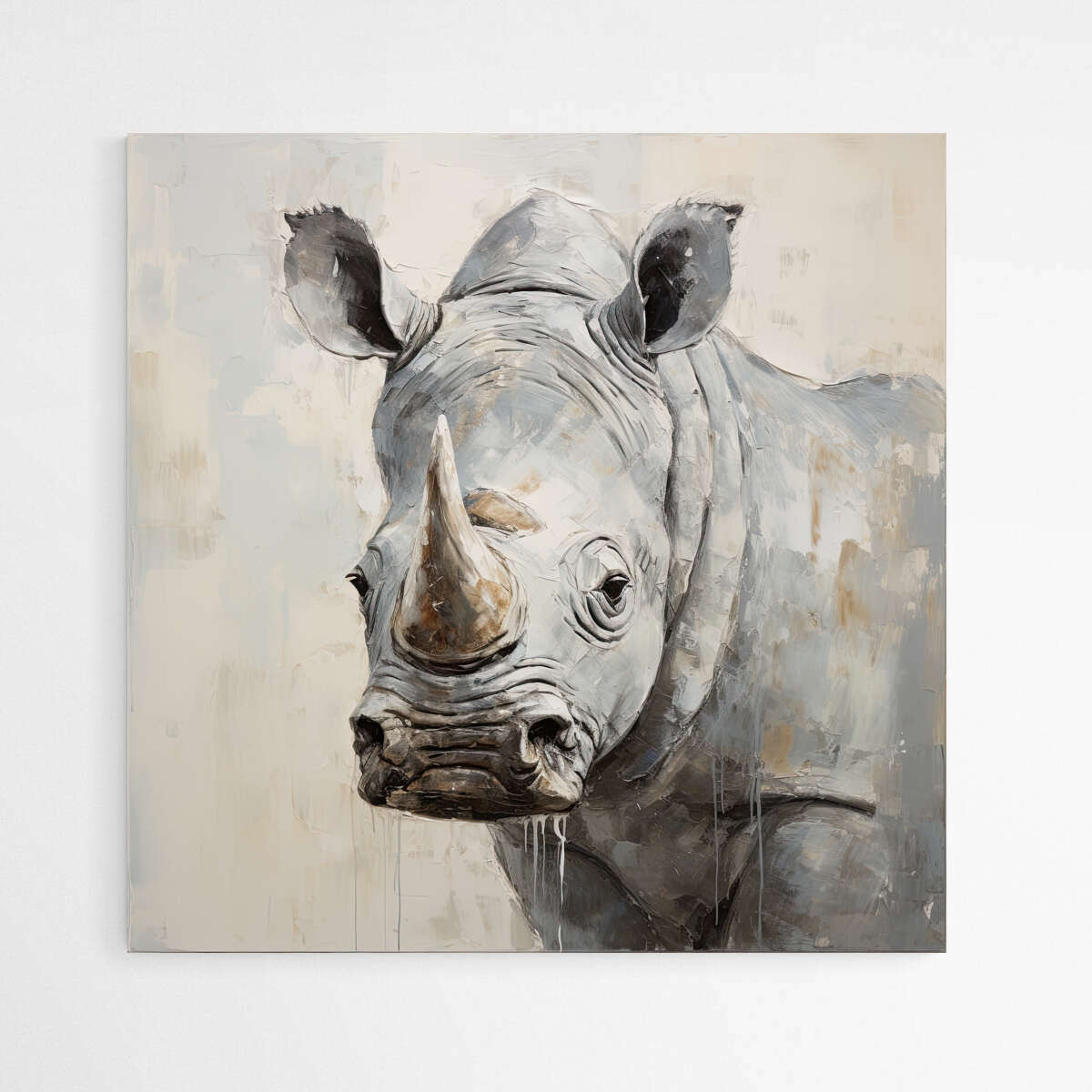 Rhino Elegance in Light Gray | Animals Wall Art Prints - The Canvas Hive