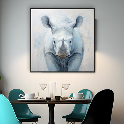 Rhino Elegance in Soft Blue | Animals Wall Art Prints - The Canvas Hive