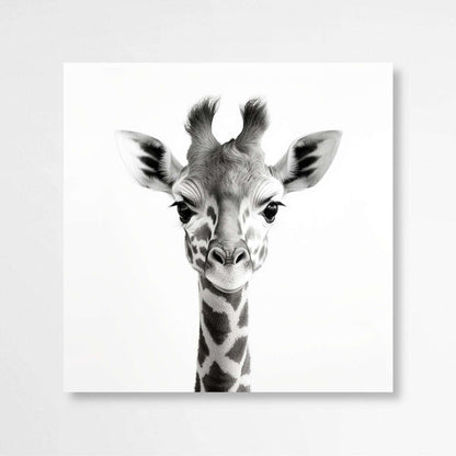 Safari Baby Animal Giraffe Black & White | Nursery Wall Art Prints - The Canvas Hive