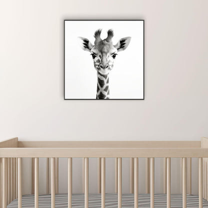 Safari Baby Animal Giraffe Black & White | Nursery Wall Art Prints - The Canvas Hive