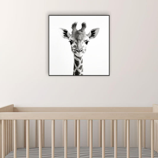 Safari Baby Animal Giraffe Black & White | Nursery Wall Art Prints - The Canvas Hive