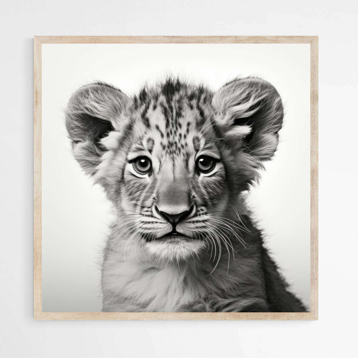 Safari Baby Lion Cub Giraffe Black & White | Nursery Wall Art Prints - The Canvas Hive