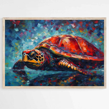 Scarlet Turtle Serenity | Sea Life Wall Art Prints - The Canvas Hive