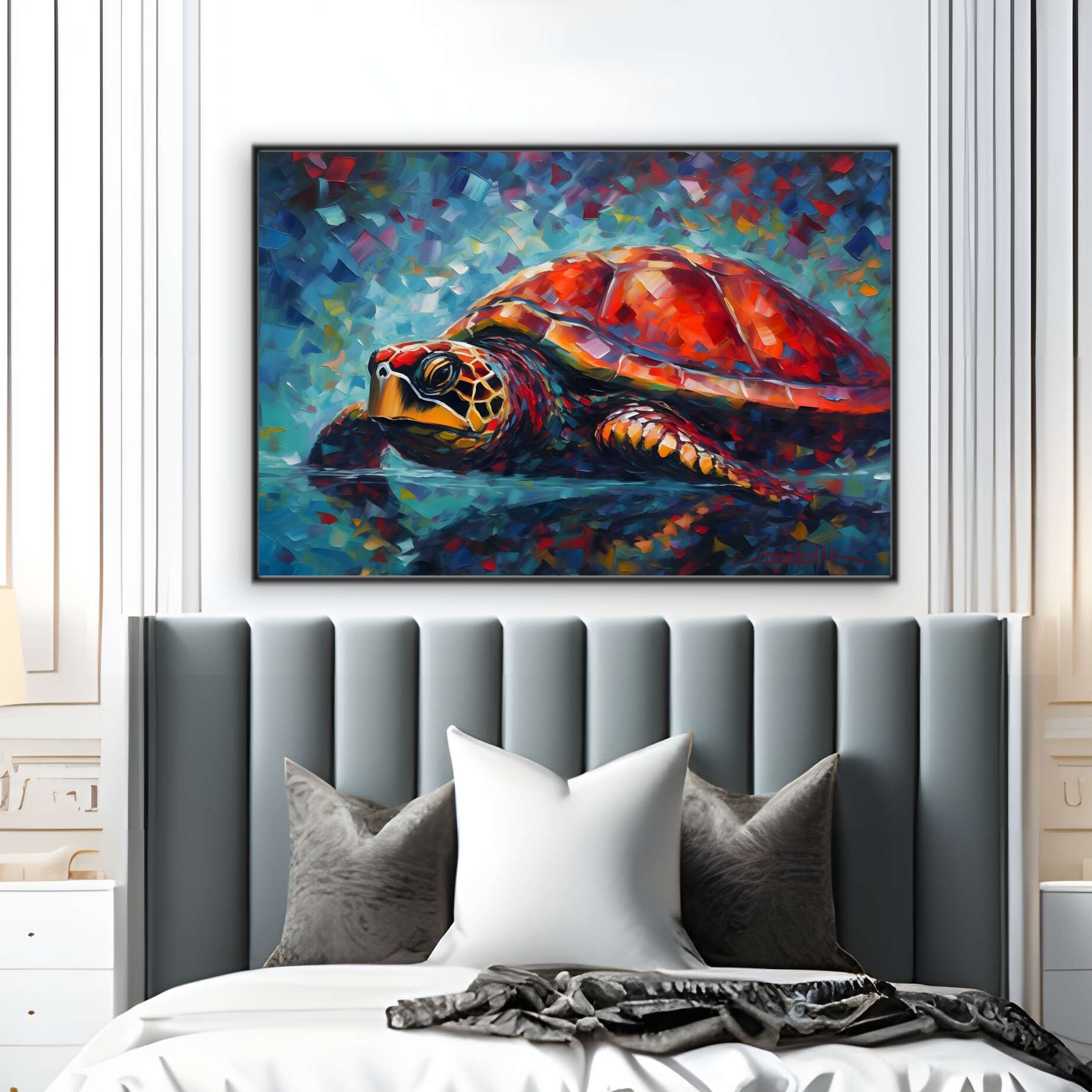 Scarlet Turtle Serenity | Sea Life Wall Art Prints - The Canvas Hive