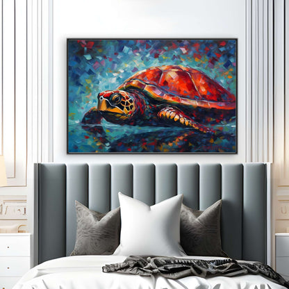 Scarlet Turtle Serenity | Sea Life Wall Art Prints - The Canvas Hive