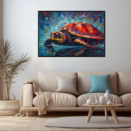 Scarlet Turtle Serenity | Sea Life Wall Art Prints - The Canvas Hive