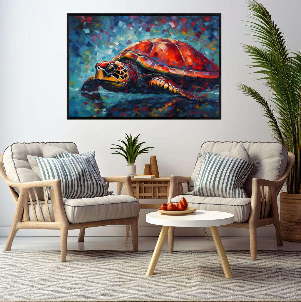 Scarlet Turtle Serenity | Sea Life Wall Art Prints - The Canvas Hive