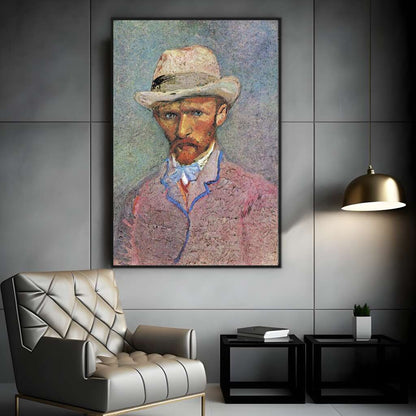 Self Portrait with Gray Hat by Vincent Van Gogh | Vincent Van Gogh Wall Art Prints - The Canvas Hive
