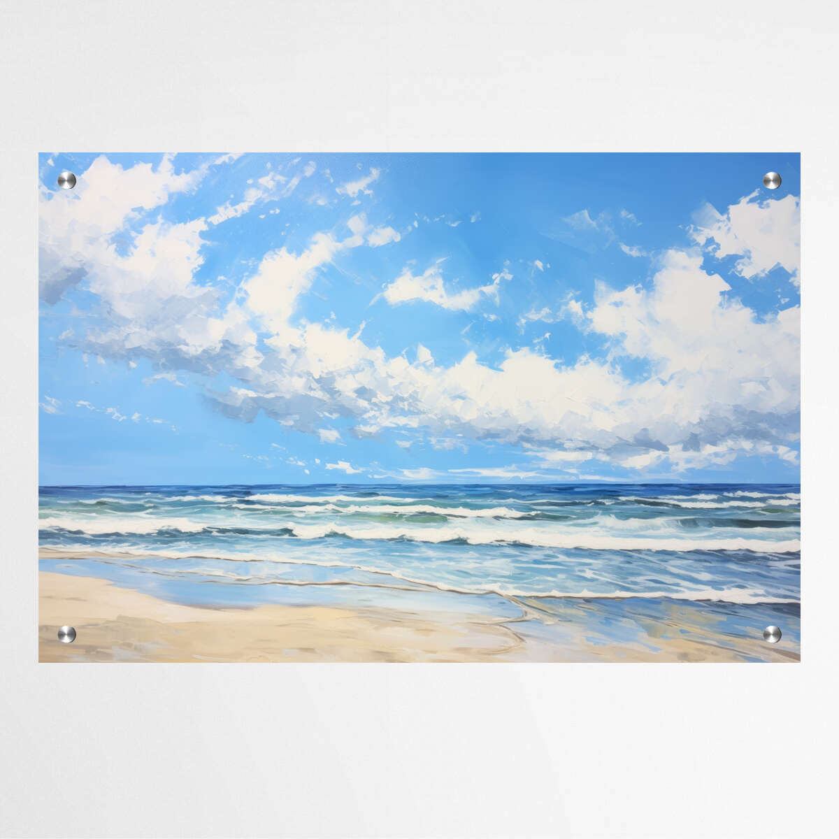 Serene Beach with Clouds | Beach Wall Art Prints - The Canvas Hive