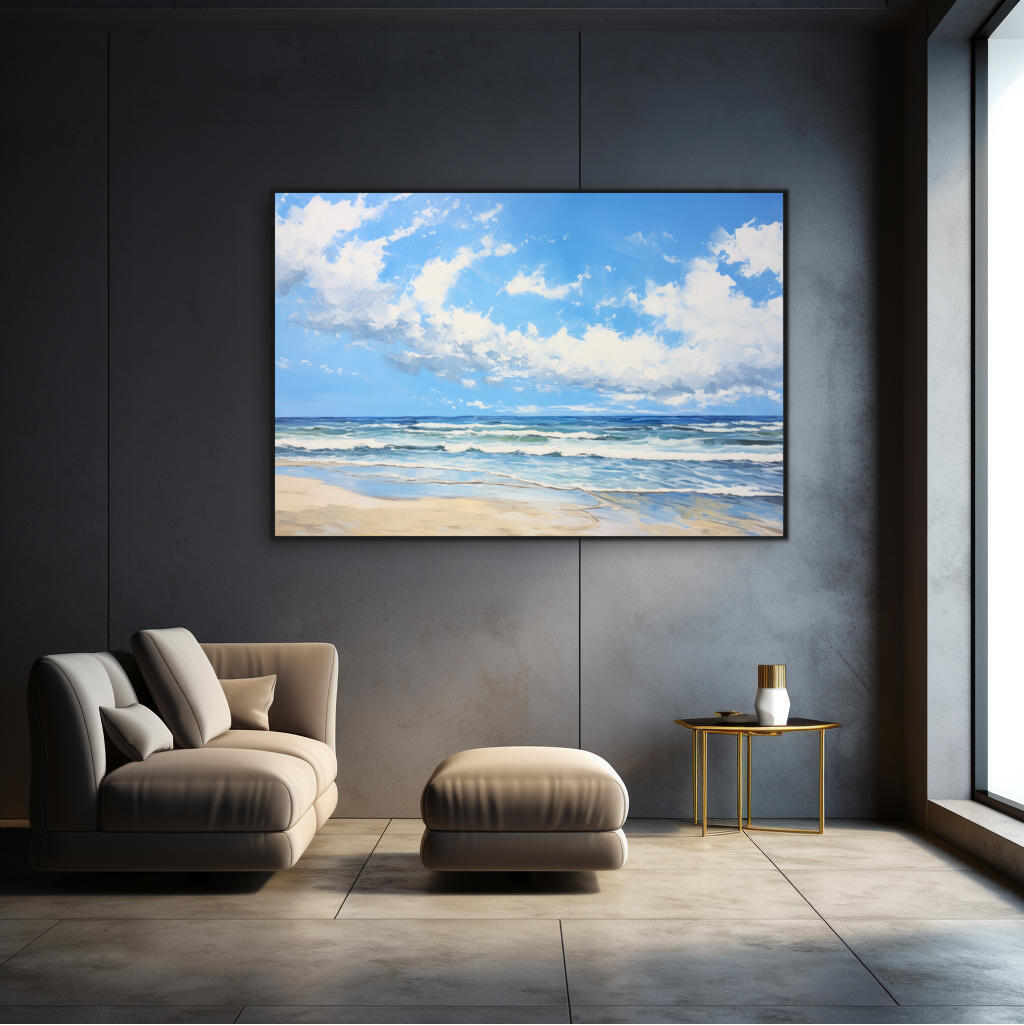 Serene Beach with Clouds | Beach Wall Art Prints - The Canvas Hive