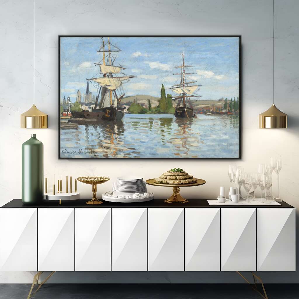 Ships Riding on the Seine at Rouen by Claude Monet | Claude Monet Wall Art Prints - The Canvas Hive