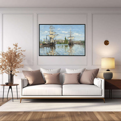 Ships Riding on the Seine at Rouen by Claude Monet | Claude Monet Wall Art Prints - The Canvas Hive