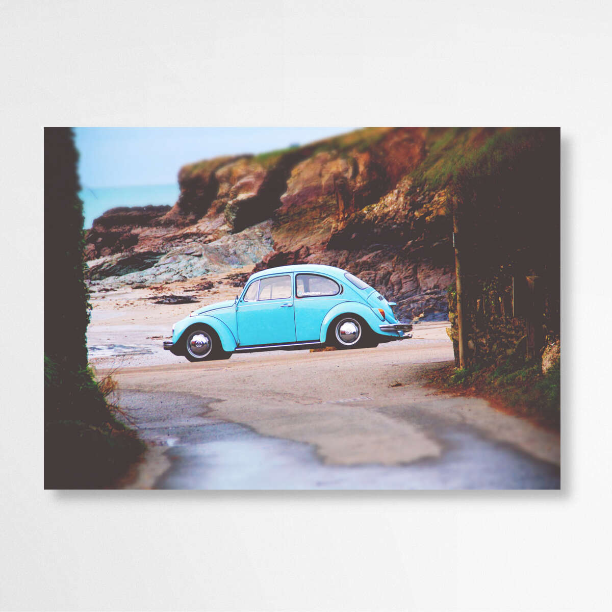Sky Blue Beetle - Padstow Beach | Beachside Wall Art Prints - The Canvas Hive