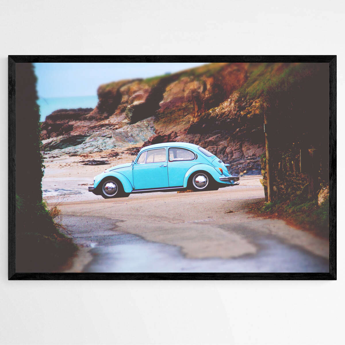 Sky Blue Beetle - Padstow Beach | Beachside Wall Art Prints - The Canvas Hive