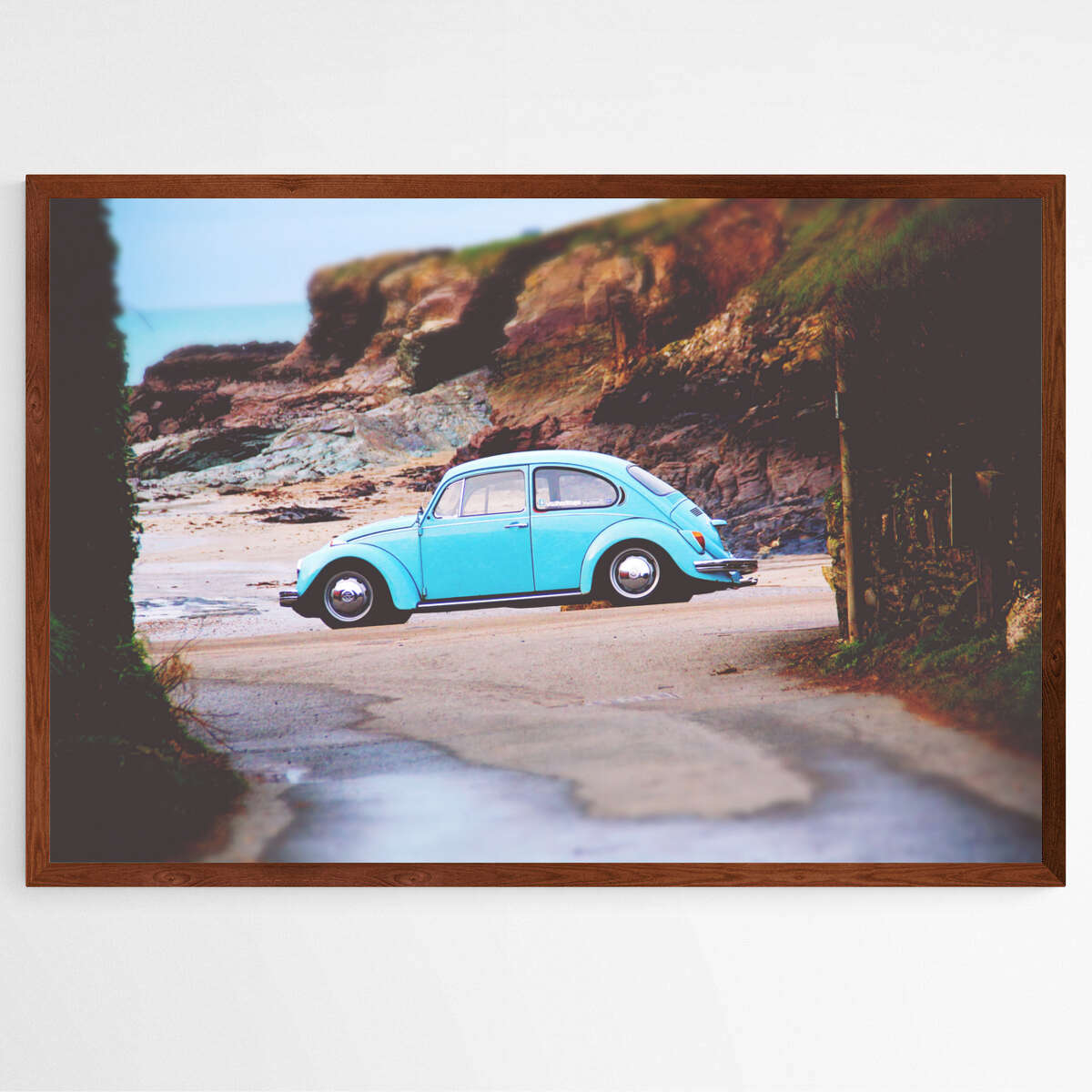 Sky Blue Beetle - Padstow Beach | Beachside Wall Art Prints - The Canvas Hive