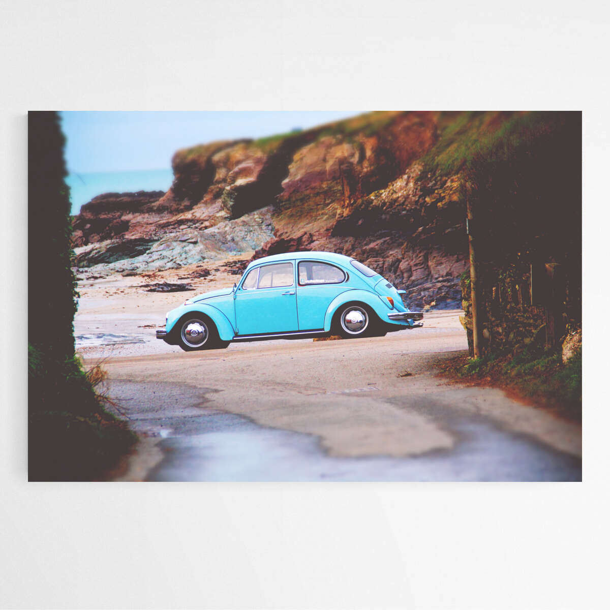 Sky Blue Beetle - Padstow Beach | Beachside Wall Art Prints - The Canvas Hive