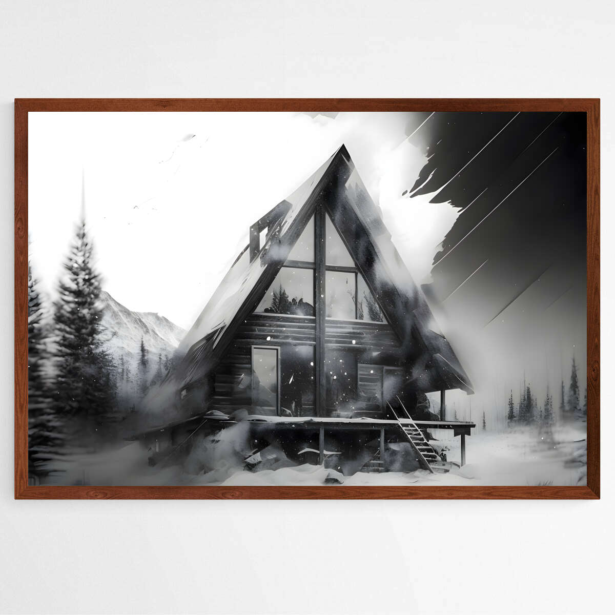 Snowy Cabin in the Mountains | Abstract Wall Art Prints - The Canvas Hive