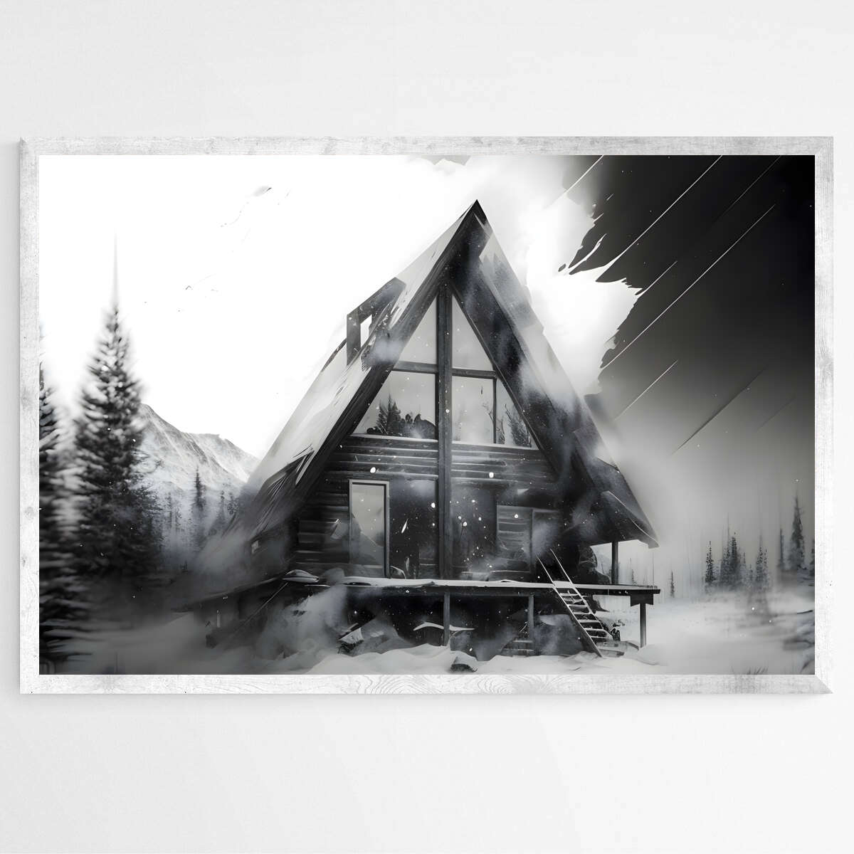 Snowy Cabin in the Mountains | Abstract Wall Art Prints - The Canvas Hive