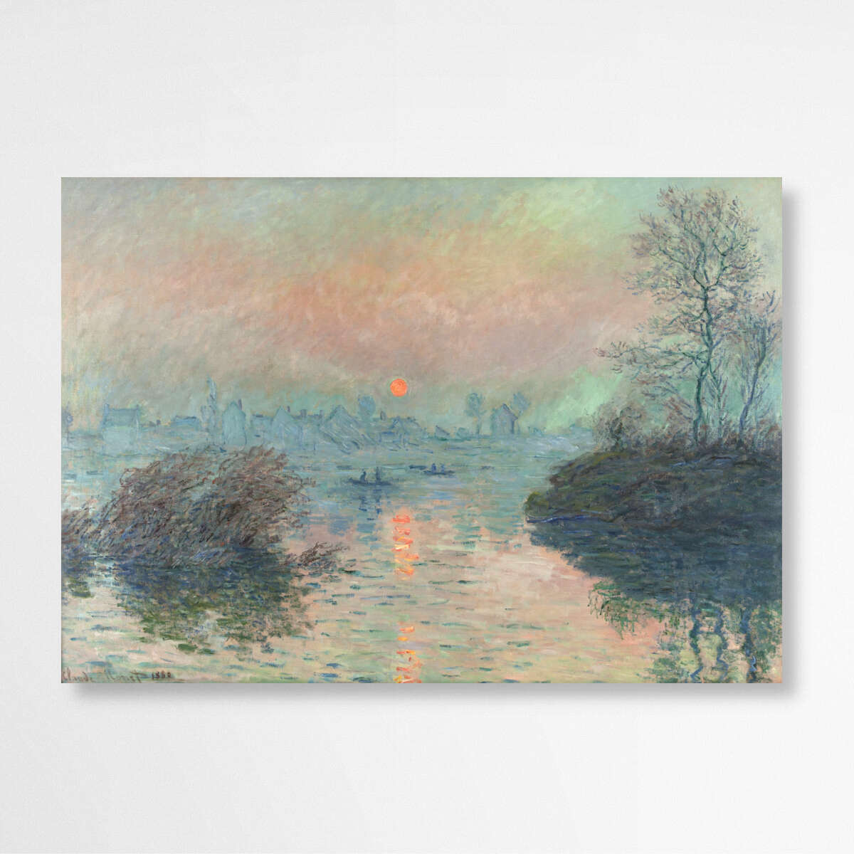 Sun setting on the Seine at Lavacourt Claude Monet | Claude Monet Wall Art Prints - The Canvas Hive