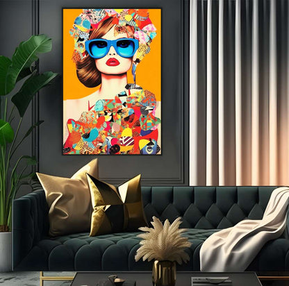 Sunglass Chic Girl Portrait | Pop Art Wall Art Prints - The Canvas Hive