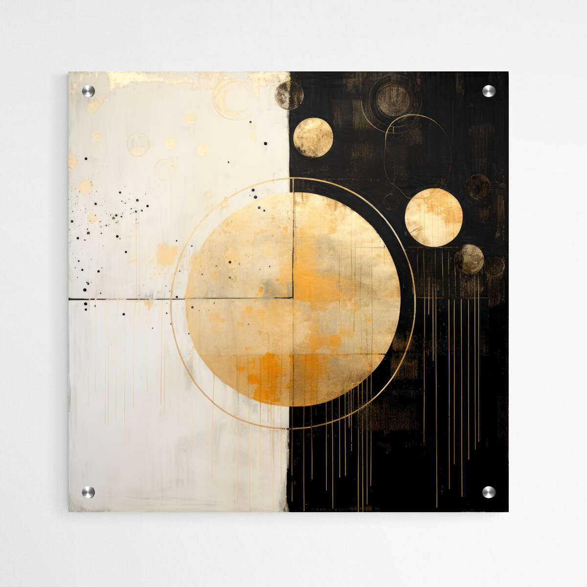 Sunprint Inspired Circles in Gold and Black | Abstract Wall Art Prints - The Canvas Hive