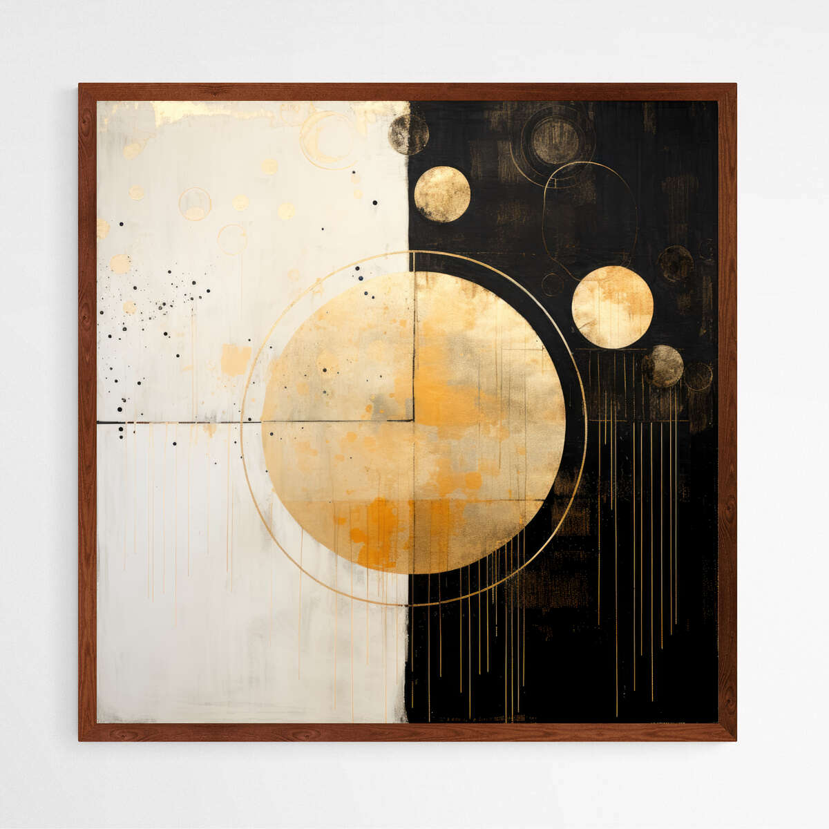 Sunprint Inspired Circles in Gold and Black | Abstract Wall Art Prints - The Canvas Hive