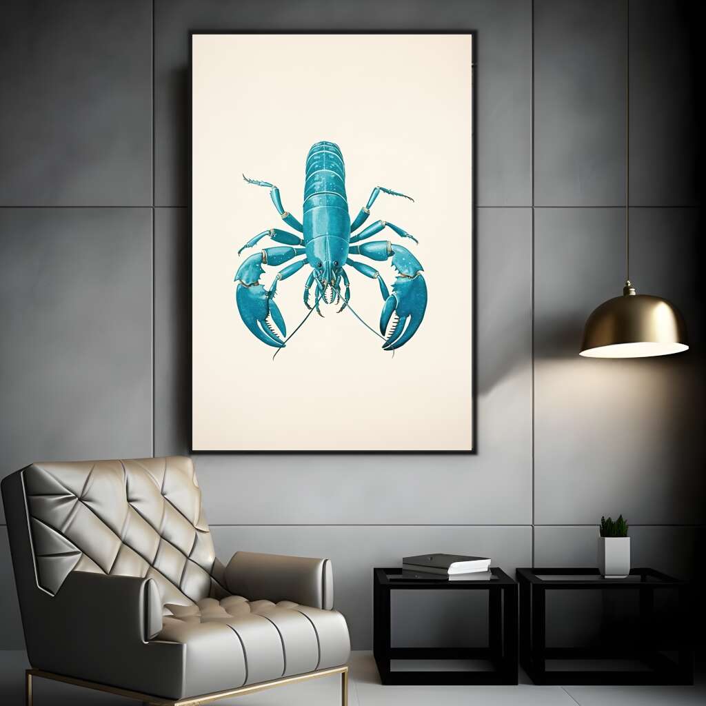 Teal Blue Lobster | Sea Life Wall Art Prints - The Canvas Hive