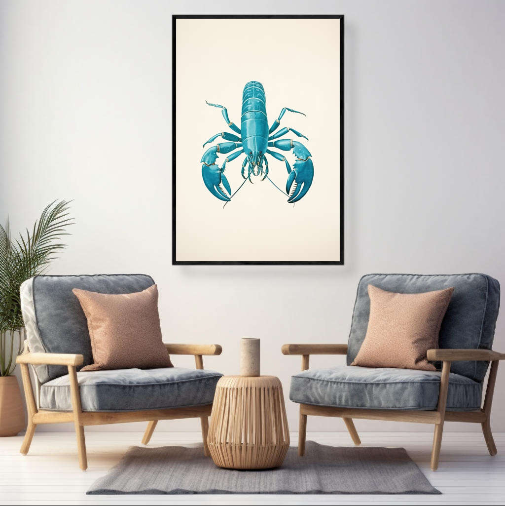 Teal Blue Lobster | Sea Life Wall Art Prints - The Canvas Hive