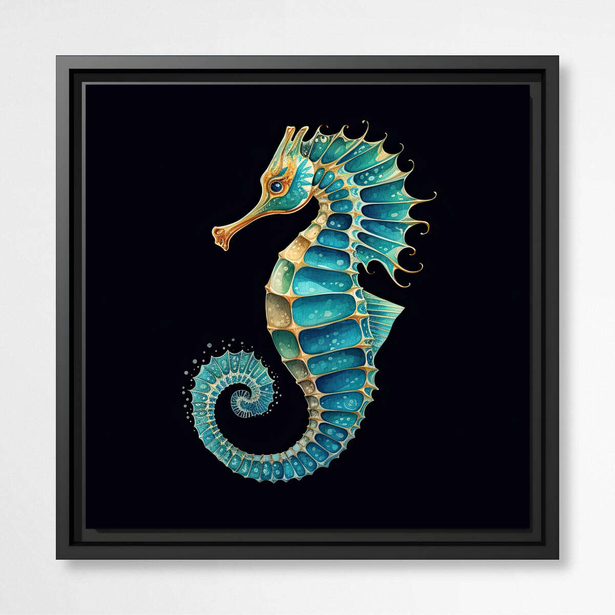 Teal Blue Seahorse | Sea Life Wall Art Prints - The Canvas Hive