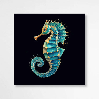 Teal Blue Seahorse | Sea Life Wall Art Prints - The Canvas Hive